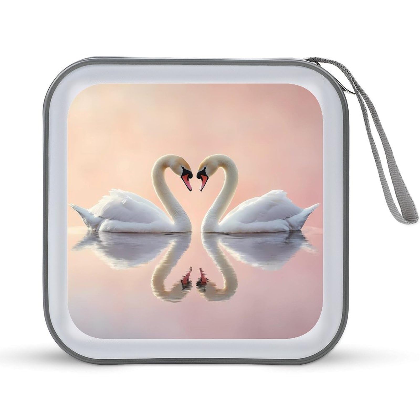 Swan Heart CD Case Portable DVD Holder Storage Organizer for Home Travel