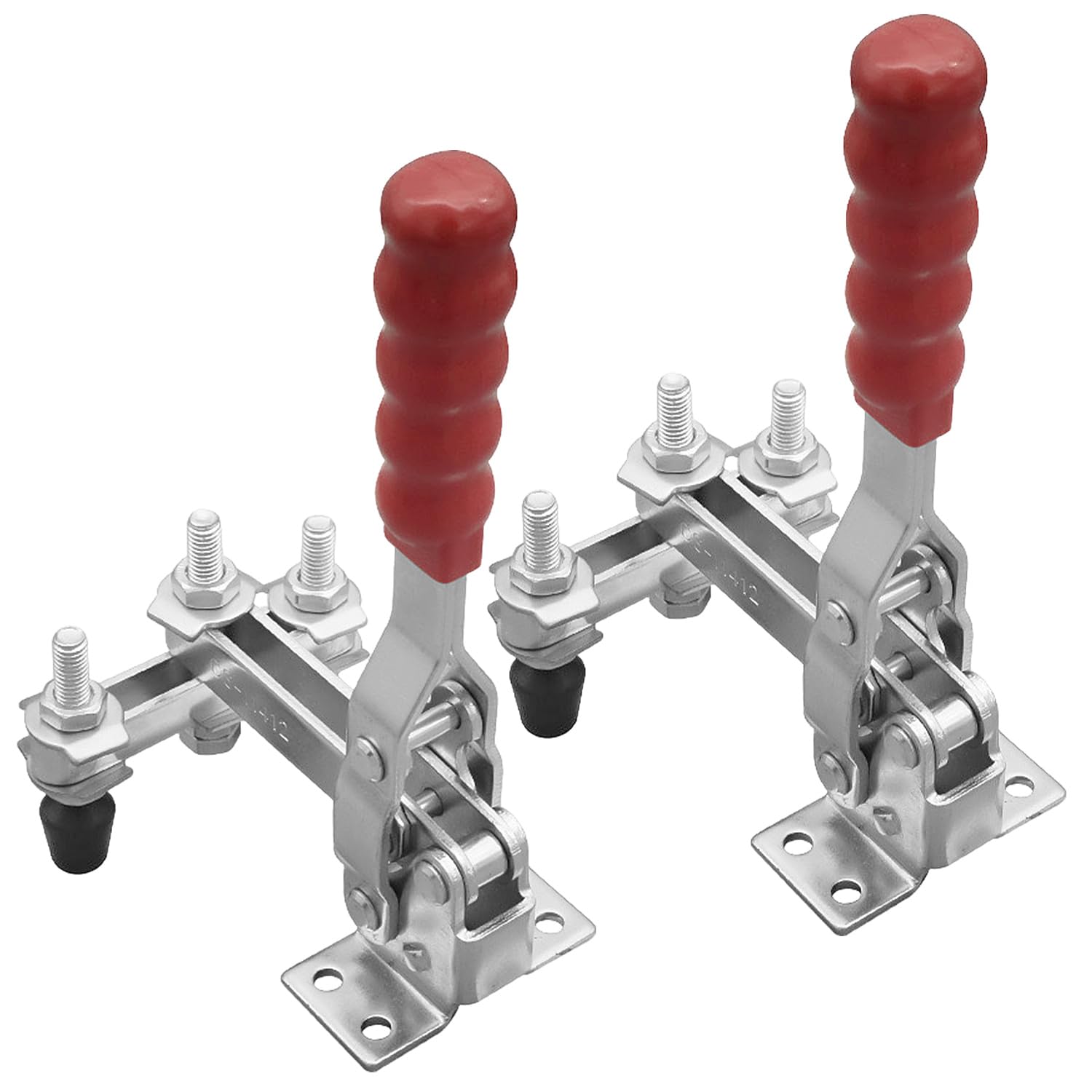 2 Pièces de Serrage Rapide Vertical Double Face, Force de Serrage 227 kg, Force de Serrage Stable, Fixation Précise par Pression pour Le Bois, Le Métal et La Construction de Meubles (Argent)
