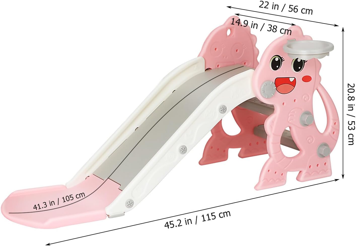 Foldable Slide with Removable Basketball Hoop Lightweight Indoor Climbing Playset for Ages Three-Section Slide in Bright Colors for Home and Outdoor Use