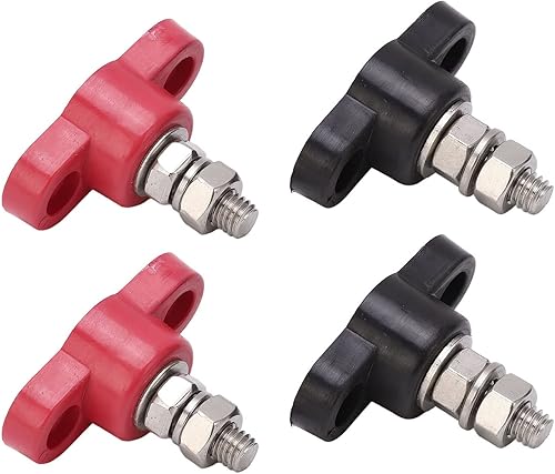 Miniatura 10 de 4 bloques de terminales de batería, bloque de terminales de distribución de energía, 12 V, 24 V, rojo y negro, poste de bloque de conexiones de