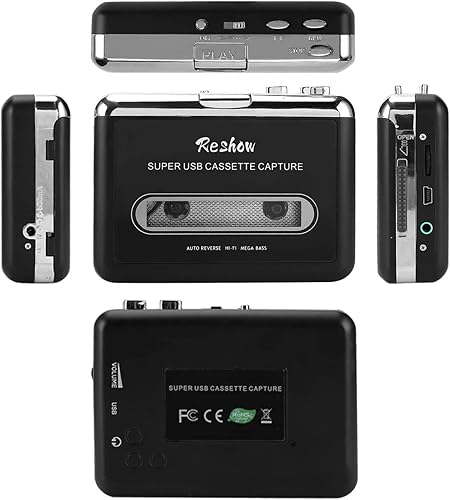 Miniatura 2 de Reshow Reproductor de cinta de cassette, reproductor de cinta portátil de audio a convertidor digital, convierte la grabadora de cinta de casete a