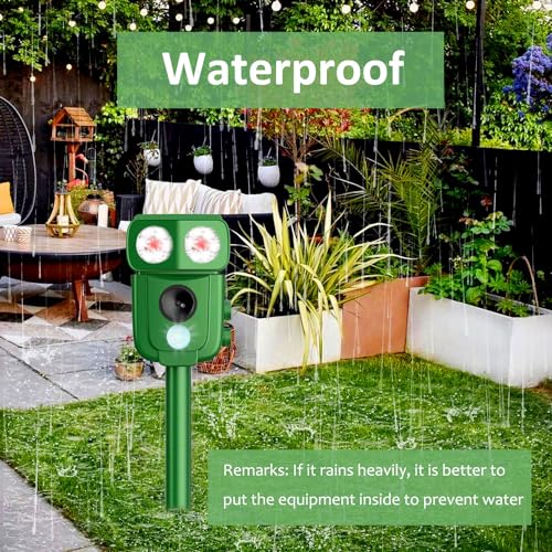 Repellente Gatti, Repellente Ultrasuoni Energia Solare IP66 Impermeabile a Frequenza Regolabile per Allontanare Animali 5 modalità Regolabile Repeller Animali Ultrasound Repellente per Animali - 5