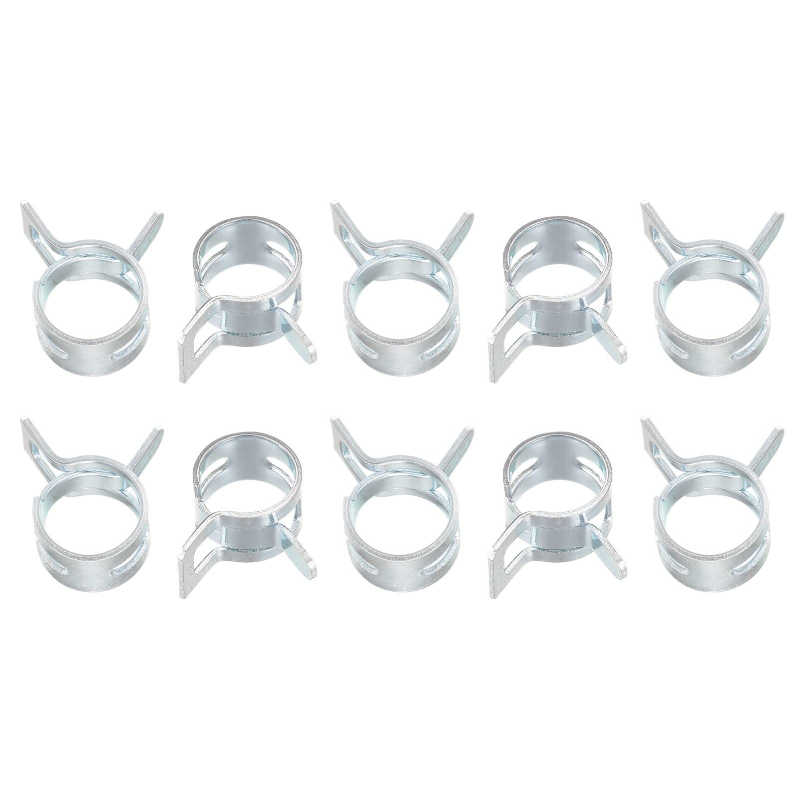 uxcell 20pcs 10mm Spring Band Type Action Fuel/Silicone Vacuum Hose Pipe Clamp Low Pressure Air Clip Clamp, Zinc Plated
