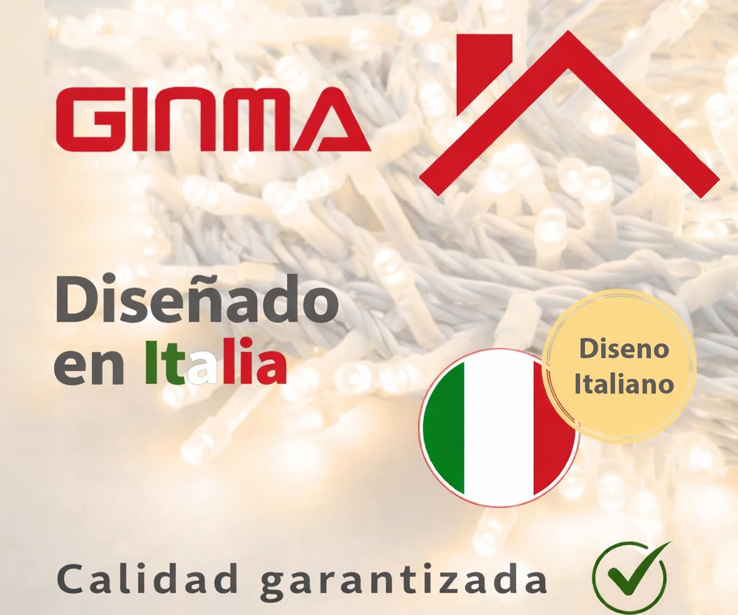 GINMA Luces de Navidad Exterior Balcón – Cortina Luminosa LED Roja con Efecto Lluvia, IP44 Impermeable, Bajo Consumo y Conectable para Balcones, Ventanas y Jardín (Bianco Calido, 2x2m (200 LED))