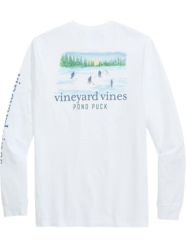 Blue Vineyard Vines Pond Puck Long Sleeve Pocket Tee