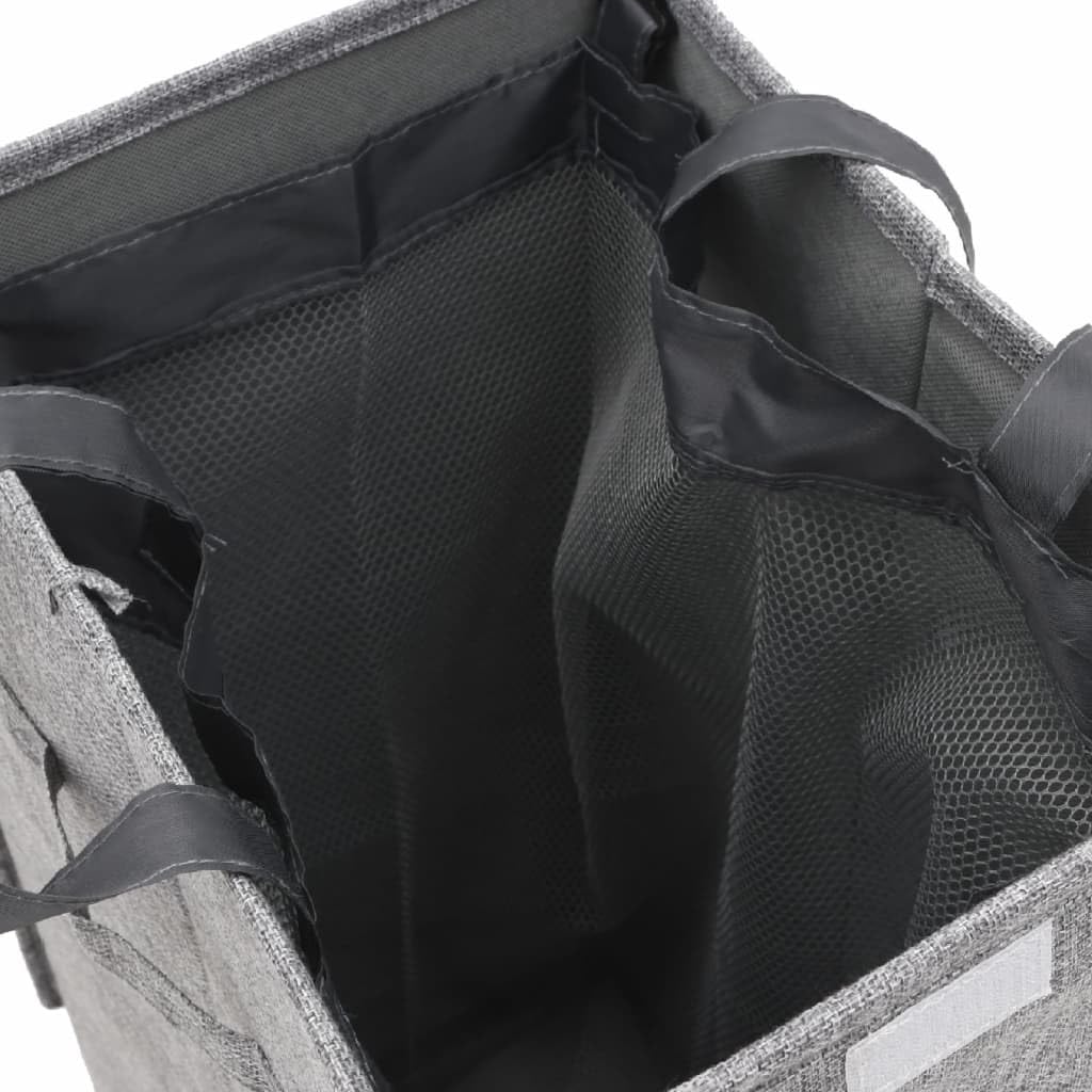 Cesto Biancheria Pieghevole Grigio 26x34,5x59,5 cm Lino Finto | Con Coperchio, Borsa Interna Rimovibile, Manici Laterali, Facile da Montare