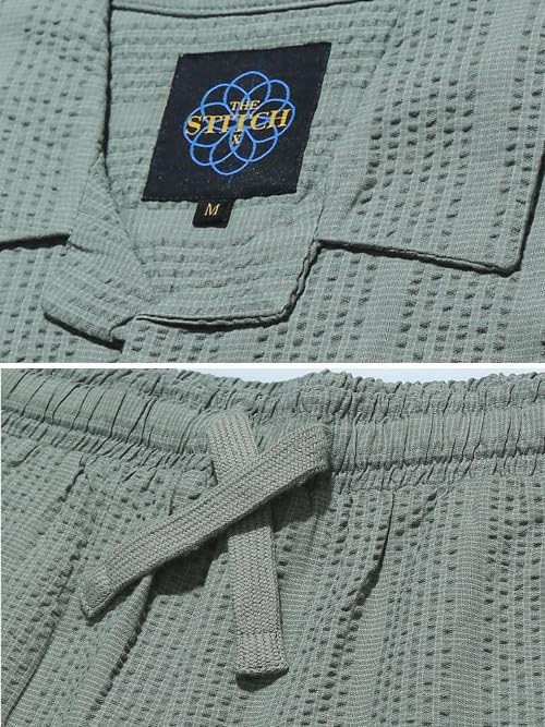 Image of StitchX Men's Airport Look Textured Seersucker Resort Cotton Shirt & Trouser Co-Ord Set S-2XL