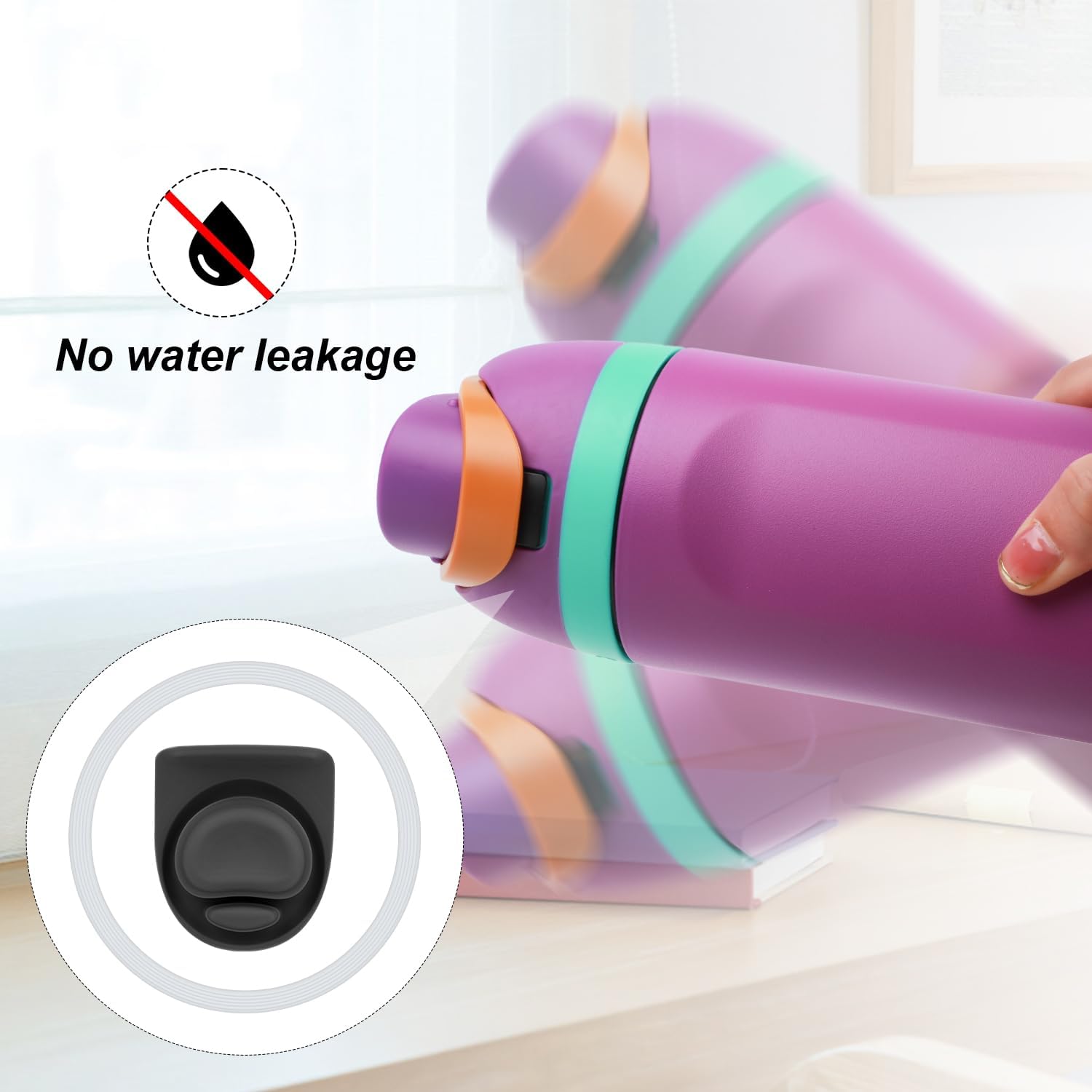 4pcs Water Bottle Seal Circle & 4pcs Replacement Stopper, Silicone O Circle Lid Gasket Parts for Owala Free Sip 19oz 24oz 32oz 40oz, Cap Mouth Plug Gasket Accessories, BPA-Free - Image 6