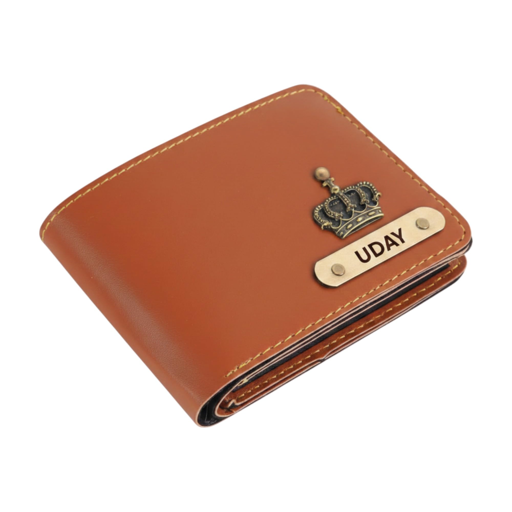 Customised Men's Leather Wallet - Name/Mr Leather Wallet for Mens - Logo Printed on Wallet - Tan-image-15