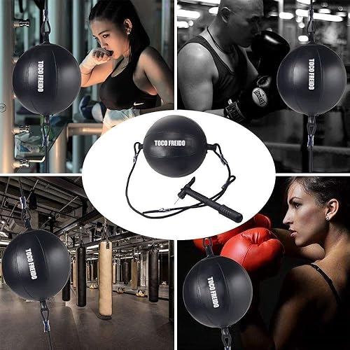 Miniatura 16 de TOCO FREIDO Bola de boxeo de doble extremo, bolsa de velocidad con niveles de dificultad Pelota refleja de boxeo con diadema, perfecta para 3 reflex