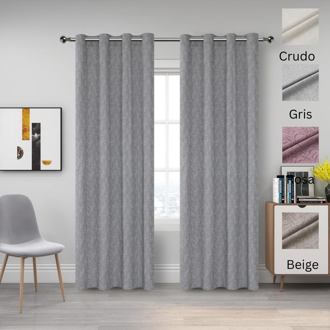 Miracle Home. Cortinas mordernas y Elegantes de 2 Piezas (Incluye una Pieza) para salón y Dormitorio con Ojales. Hibisco. 145cm (Ancho) x 260cm (Alto). Crudo