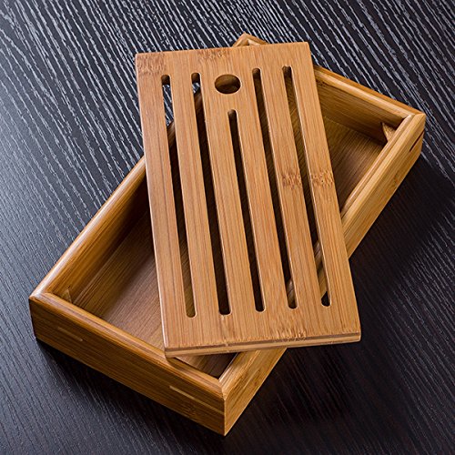 Chinese Bamboo Gongfu Tea Table Serving Tray Bamboo Tea Tray 21.512.53.8Cm #TOP2
