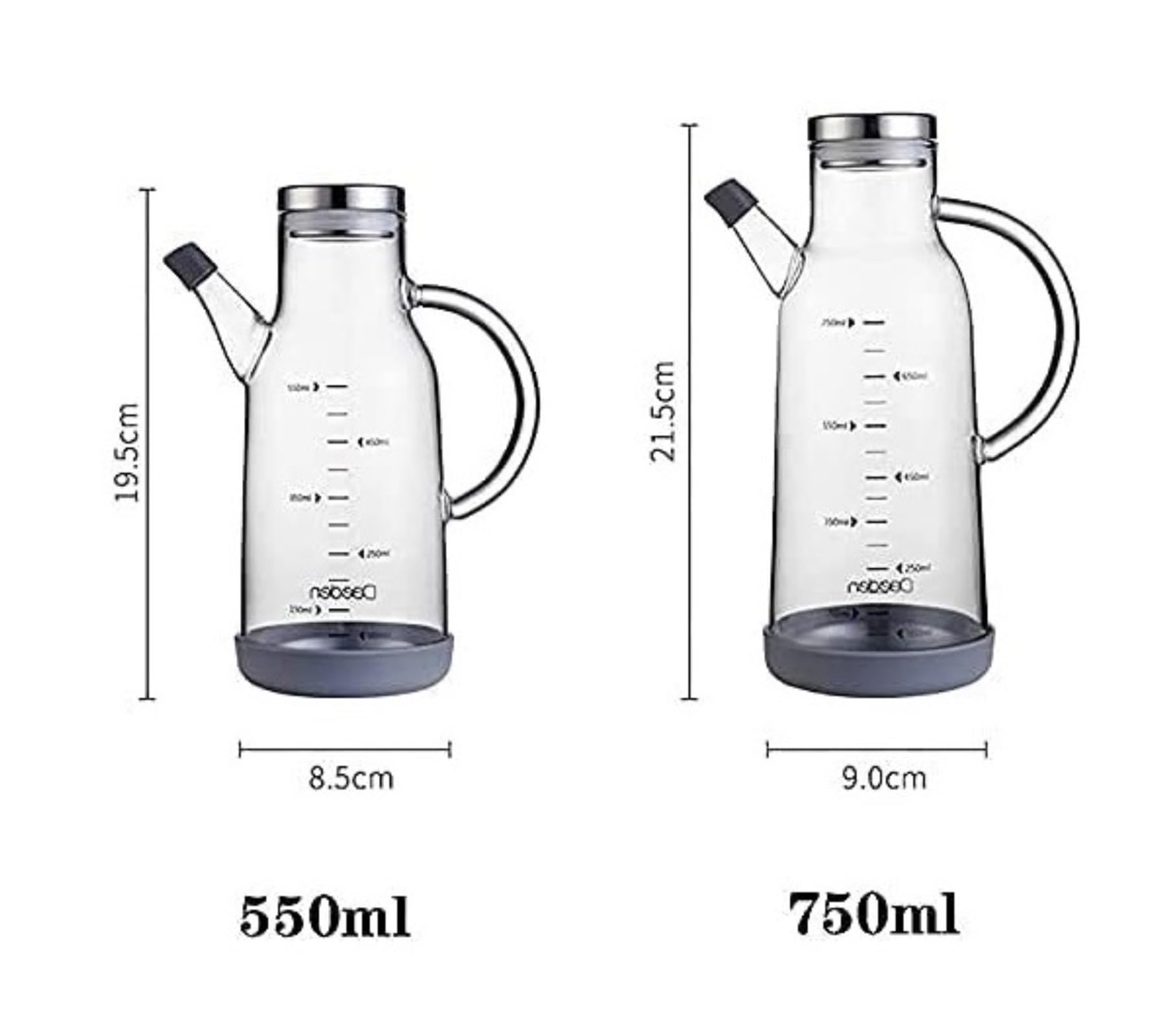 JCAKES Dosatore Olio e Aceto Dispenser for Olio e aceto, Set Moderno, Bottiglia di Vetro for Olio e aceto for Cucina Cottura Bocca Larga Facile da riempire condimento Cucinando (Size : 750ml)