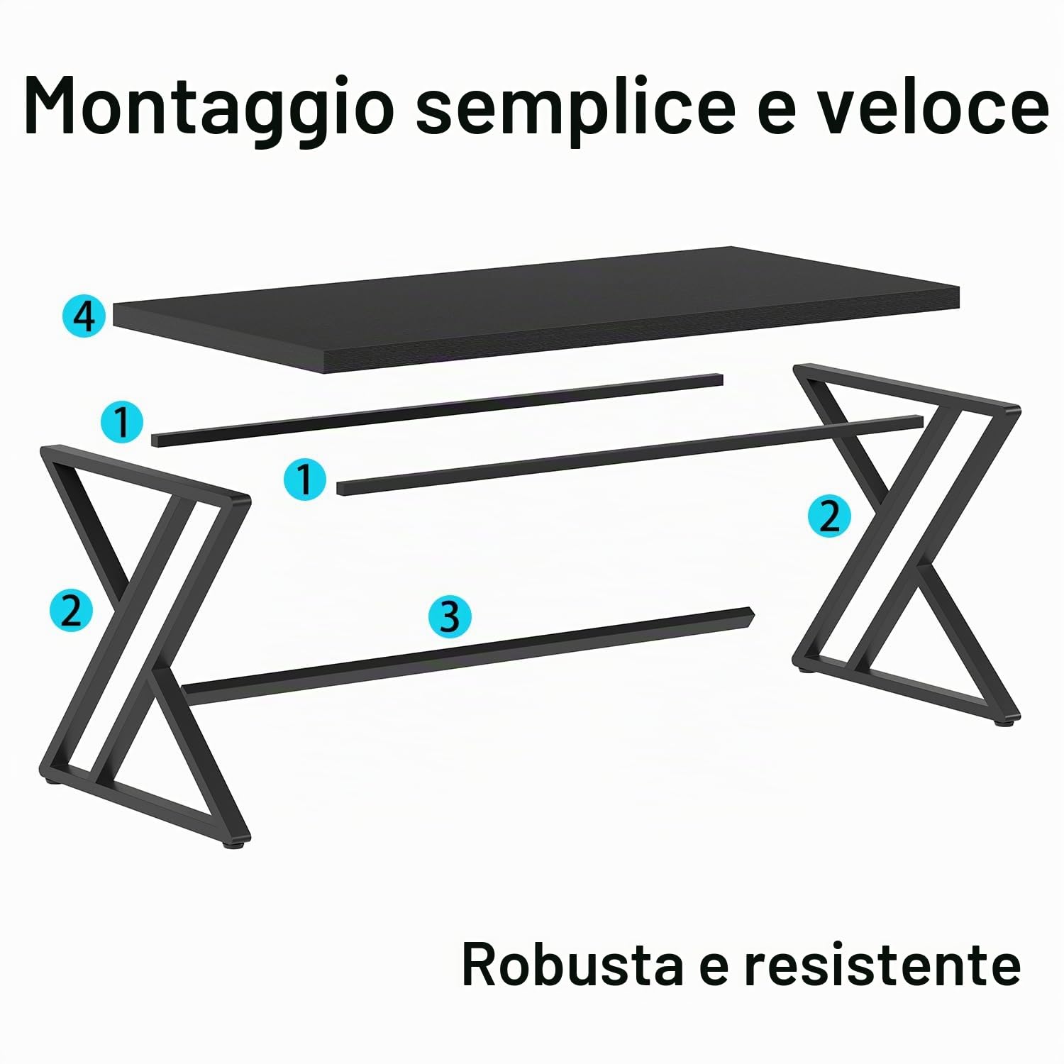 LVB Scrivania moderna nera dell'ufficio del computer del metallo & scrivanie di legno a 47 pollici | Tavolo da gioco per studio, casa, ufficio, camera da letto, in legno, scrivania per PC, postazione di lavoro per studenti