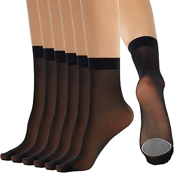 4 P Cho7 nylon transparent socks sheer Rayures 2 Noir + 2 Bleu T-39/42