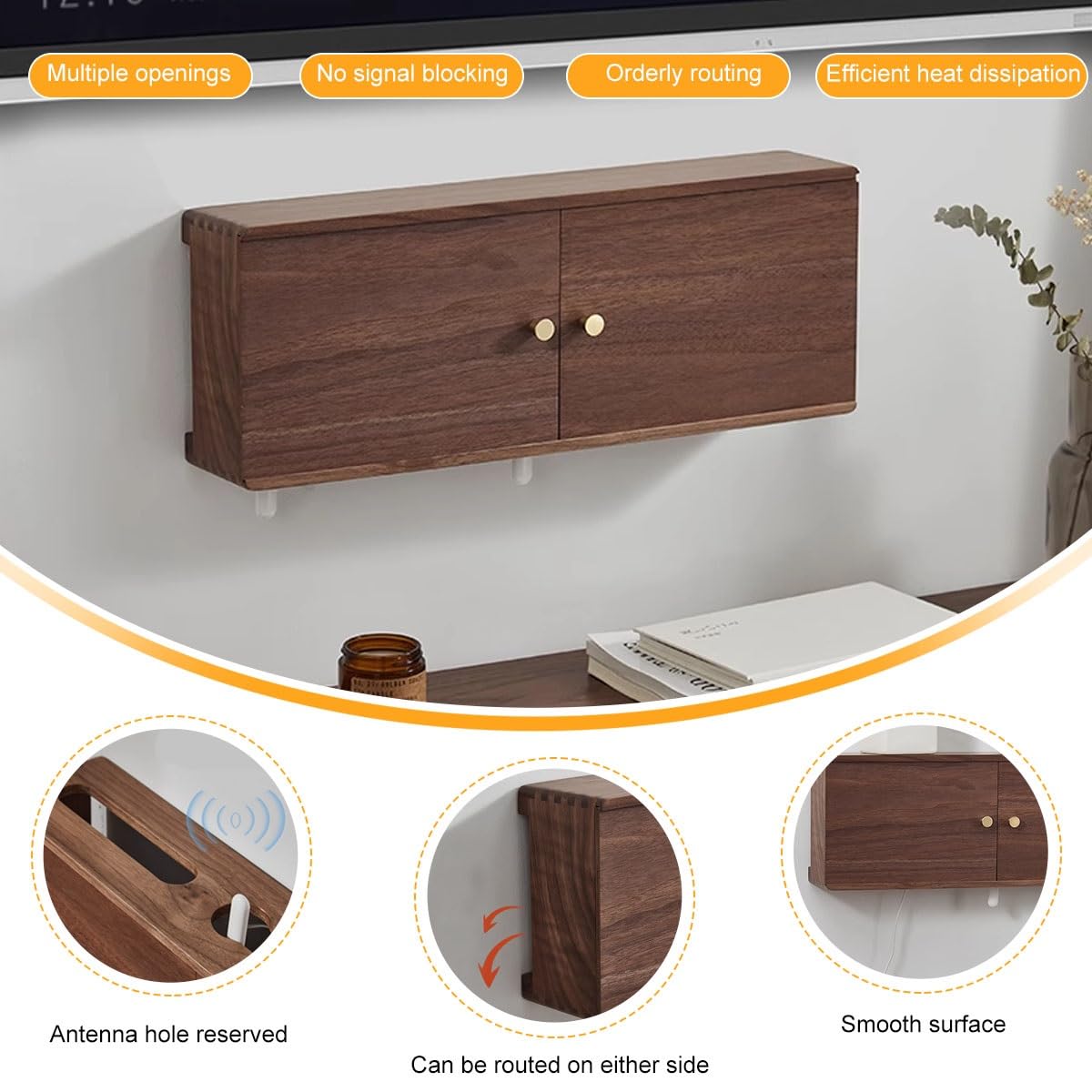 Étagère en bois pour routeur WiFi - Boîte de rangement murale élégante pour la maison et le bureau