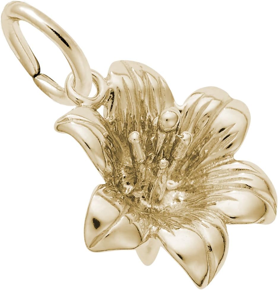 10k Yellow Gold Lily Charm, Charms for Bracelets and Necklaces