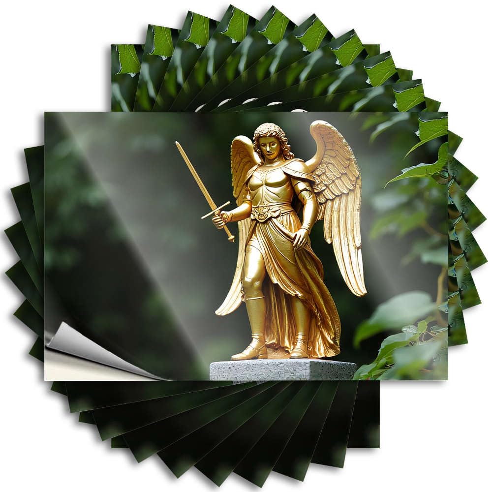 Guys, Lettering Sticker Absorbing Cover Golden Angel Statue Holding A Sword | Reading Waterproof Vinyl Stickers(8X12CM)
