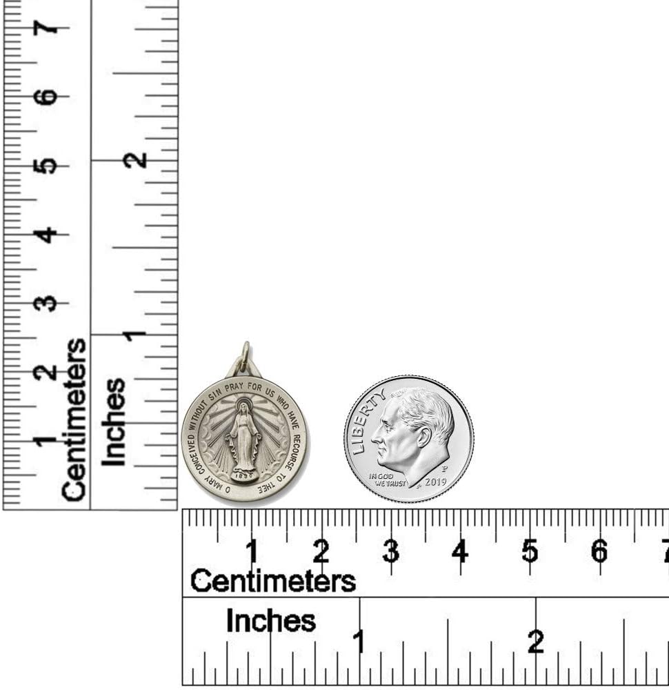 925 Sterling Silver Polished Antiqued-Finish Miraculous Virgin Mary Double Sided Round Pendant Medal Necklaces Fine Jewelry Gifts for Women and Men - Image 3