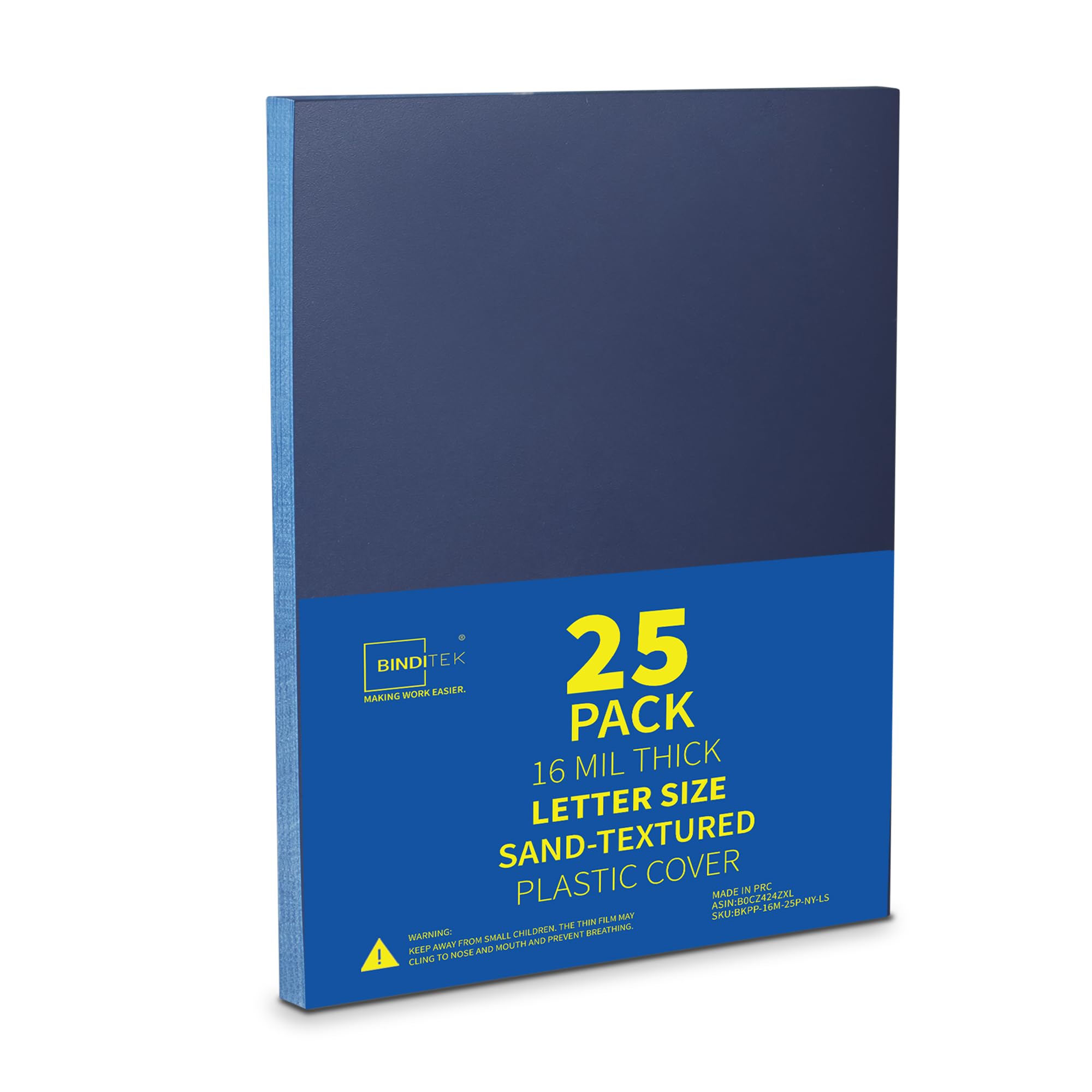 Binditek 16 Mil Sand-Textured Binding Covers, Letter Size, Navy, 25 Pack