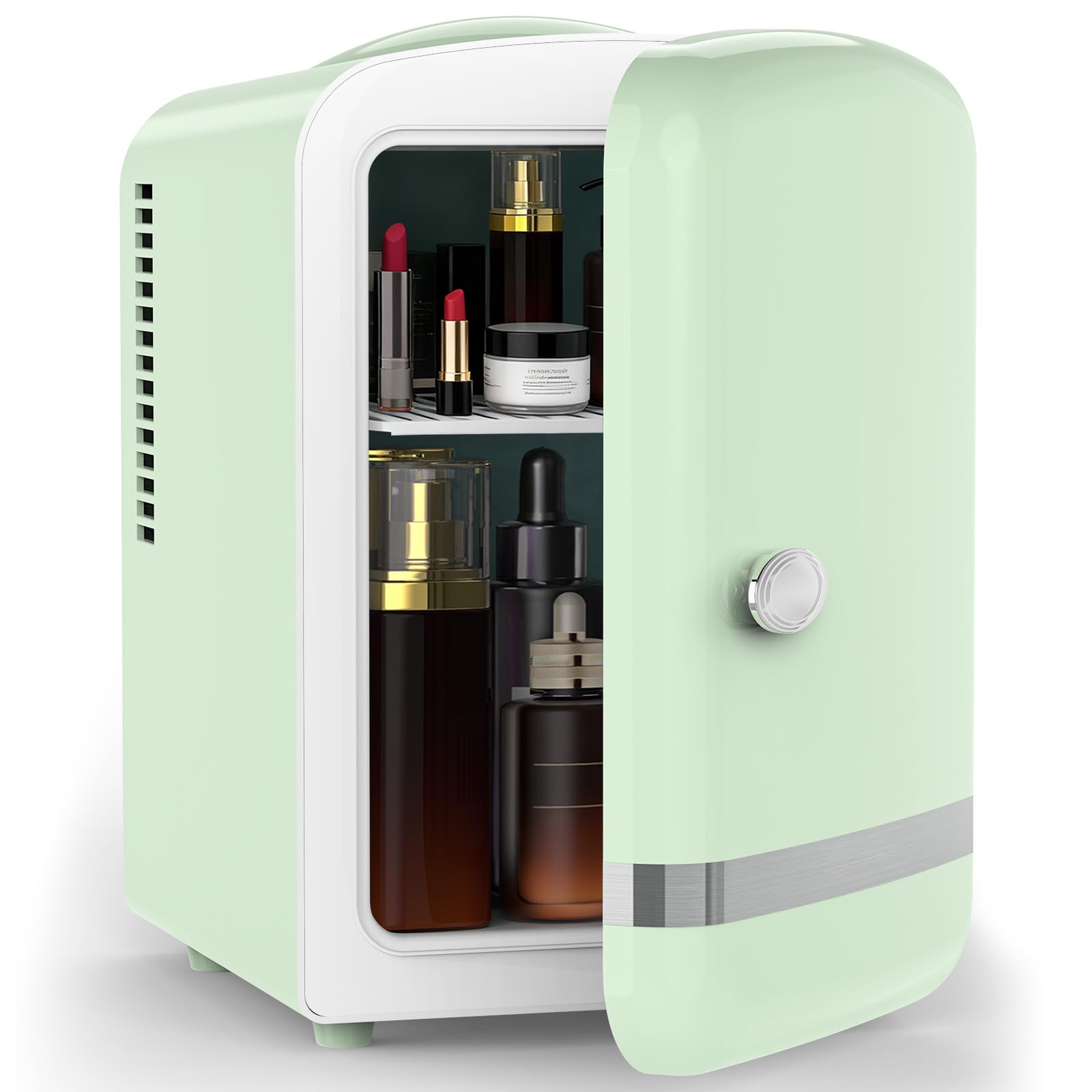 Electactic Mini réfrigérateur pour chambre à coucher, 4 L/6 canettes, petit réfrigérateur cosmétique pour soins de la peau, maquillage, médicaments et boissons, réfrigérateur de bureau portable pour