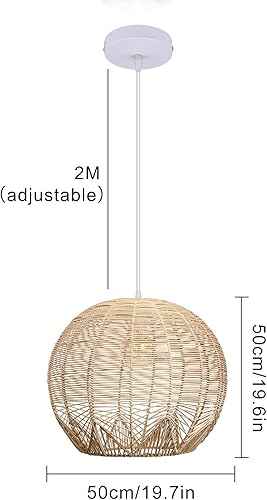 Miniatura 7 de Arturesthome Lámpara colgante de ratán para isla de cocina, lámpara de araña de mimbre bohemia, hecha a mano, tela para colgar en la sala de estar y