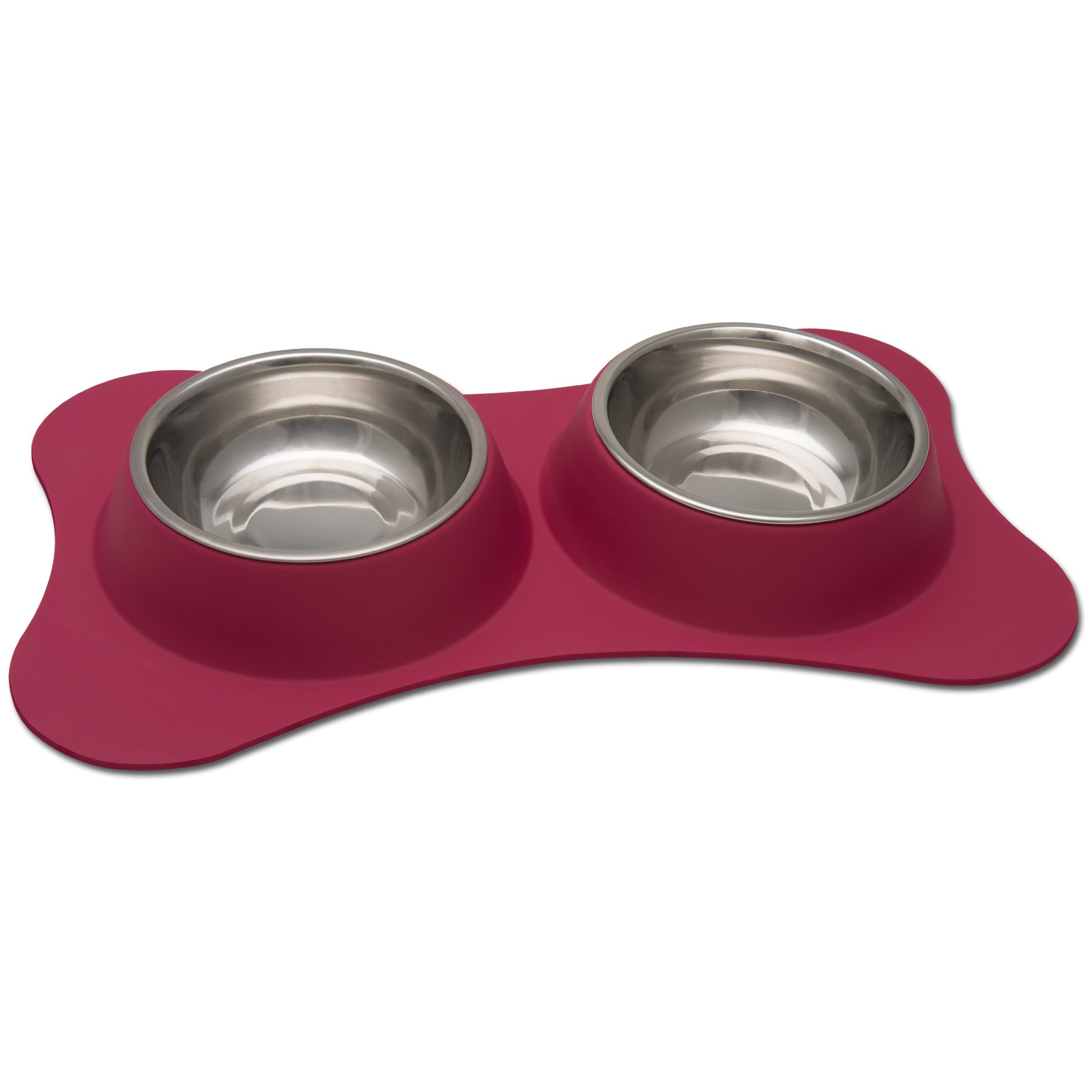 Loving Pets Bone Shaped Flex Diner for Dogs, Pomegranate