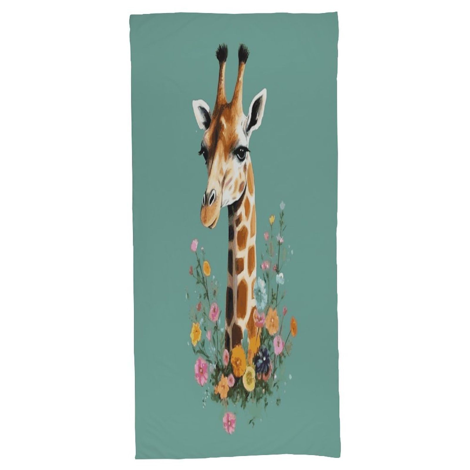 Fekiloot Men's Style Giraffe With Flowers Bath Towel Highly Absorbent,Beach Towels For Wo,Pool Towel Bathroom Essential For Beach,Gym,Travel, Camp