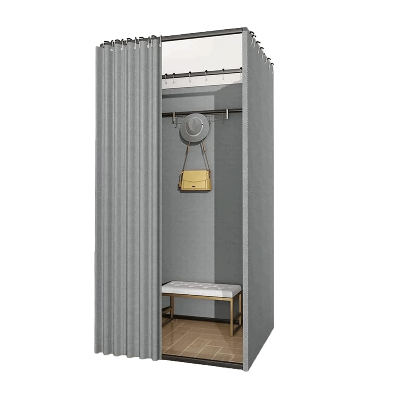 Cabine d'essayage à ossature métallique et vestiaire portable de rideau