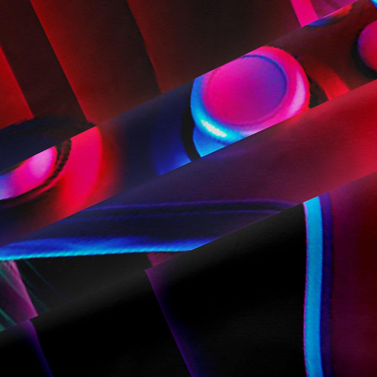 Gamer Cortinas térmicas aisladas con diseño de música de roca para dormitorio, cortina de juegos para niños, adolescentes, controlador de videojuegos, tratamiento de ventana, rojo y azul W66*L90