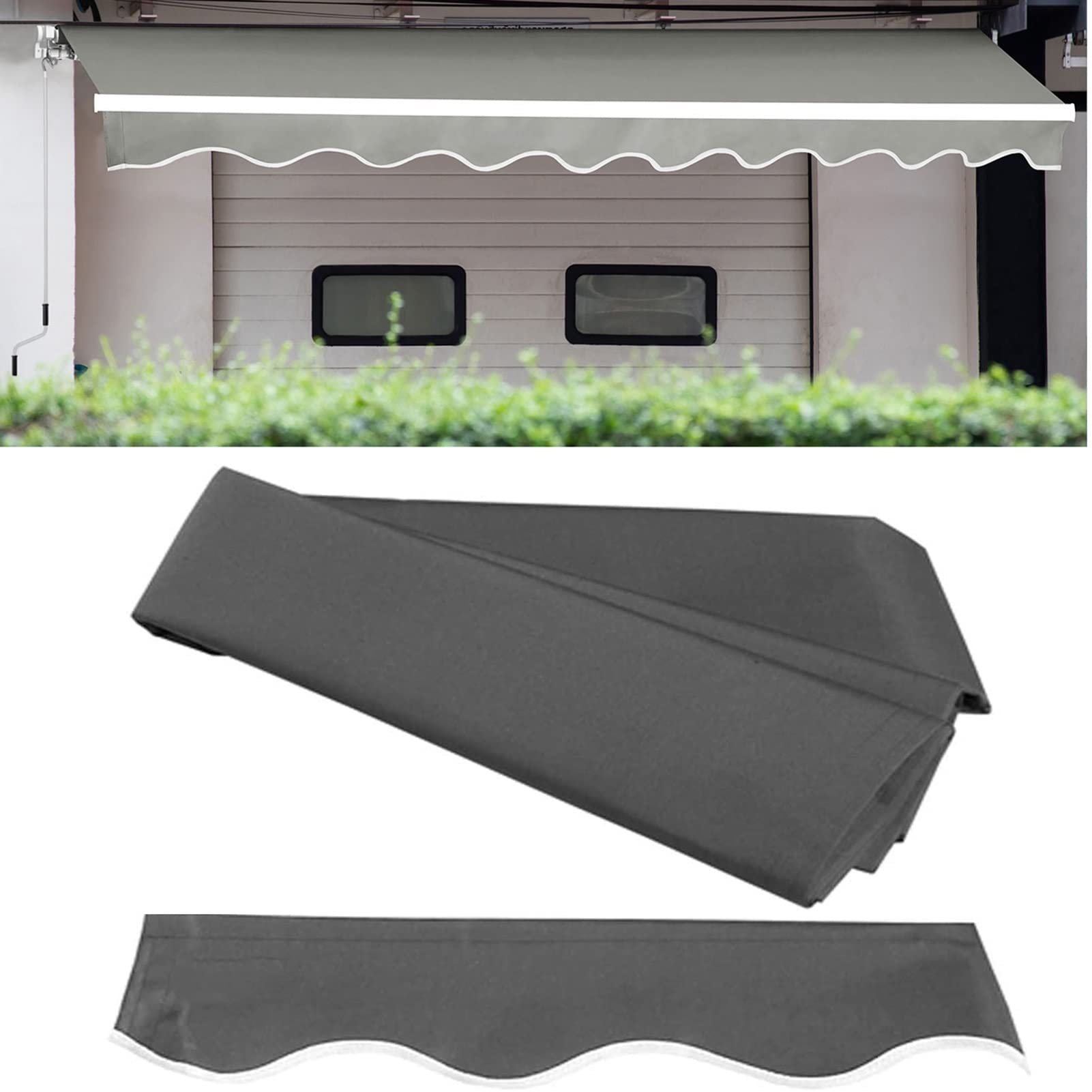 Toile de store banne de remplacement 4x2,7m, polyester haut de gamme 420D imperméable gris foncé