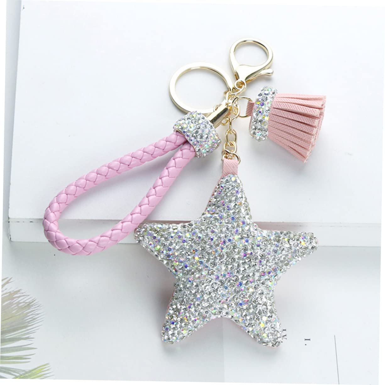 GALPADA 2 Uds Accesorios Colgantes De Cristal Para Coche Llaveros De Mochila Para Niñas Llavero De Cartera s De Estrella De Diamantes De Imitación Hecho A