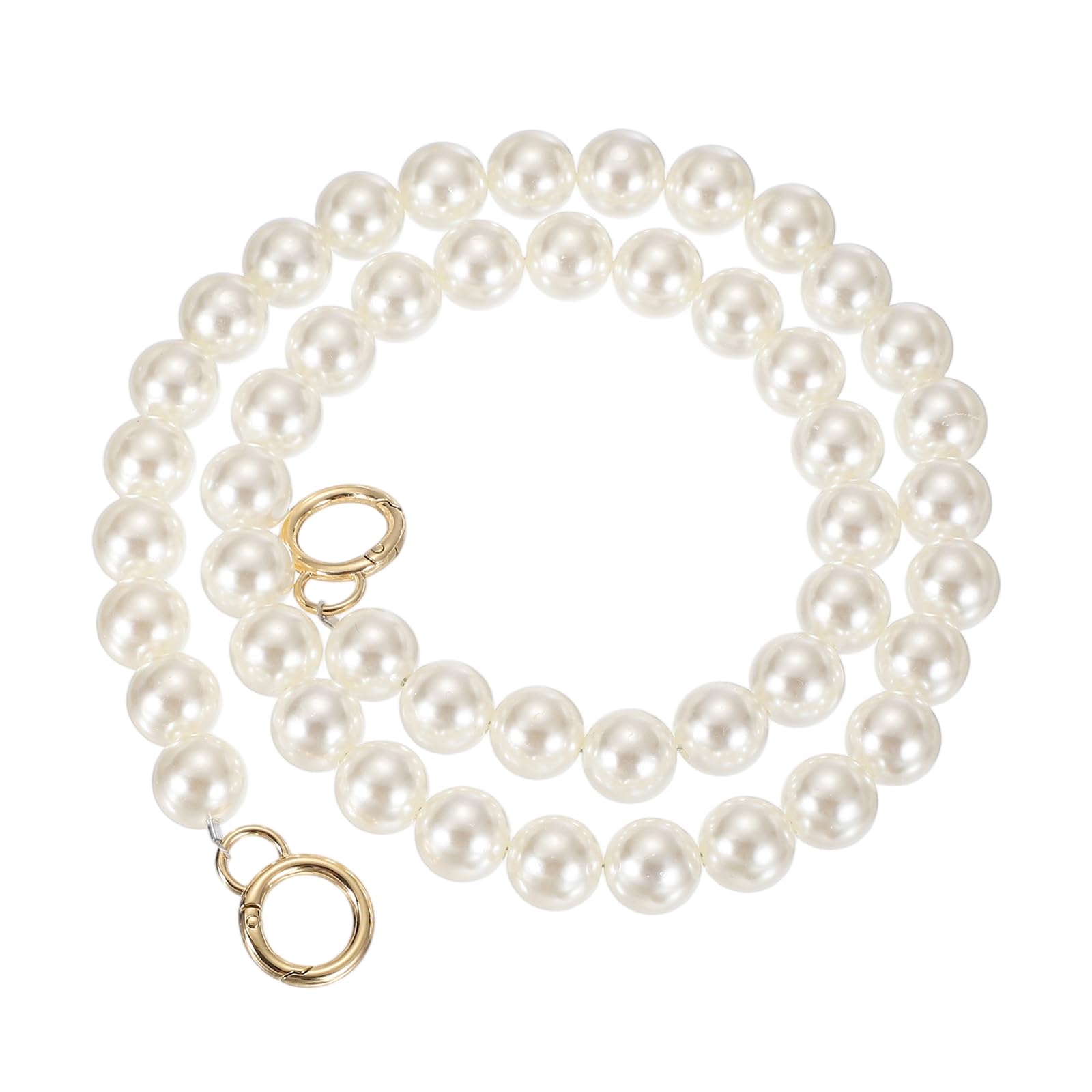 sourcing map Imitation Pearl Purse Strap, 35" Pearl Crossbody Chain Strap with Spring Buckle Handbag Purse Chain Replacement Beaded Strap for DIY Handbag Hang Bag Accessories, 18mm Gold