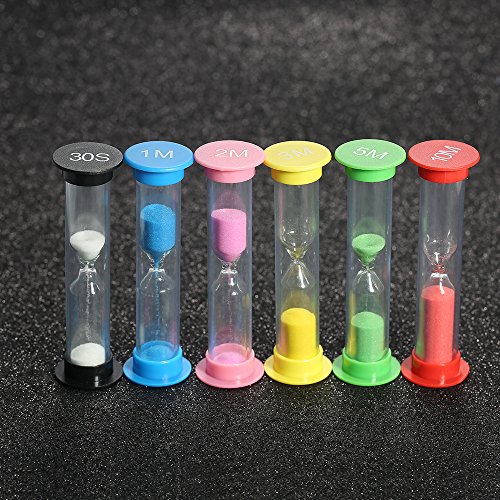 Decdeal 6 peças de temporizador de ampulheta colorido para jogos de escritório na cozinha 30 segundo