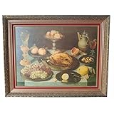 Tableau ancien huile sur panneau nature morte d'après Peter BINOIT intitulé Mets, fruits et verre sur une table. Peinture en très bonne état, quelques petits éclats sur le cadre. Dimensions 90 x 73 x 7 cm - Peinture 76 x 56 cm - 7kg