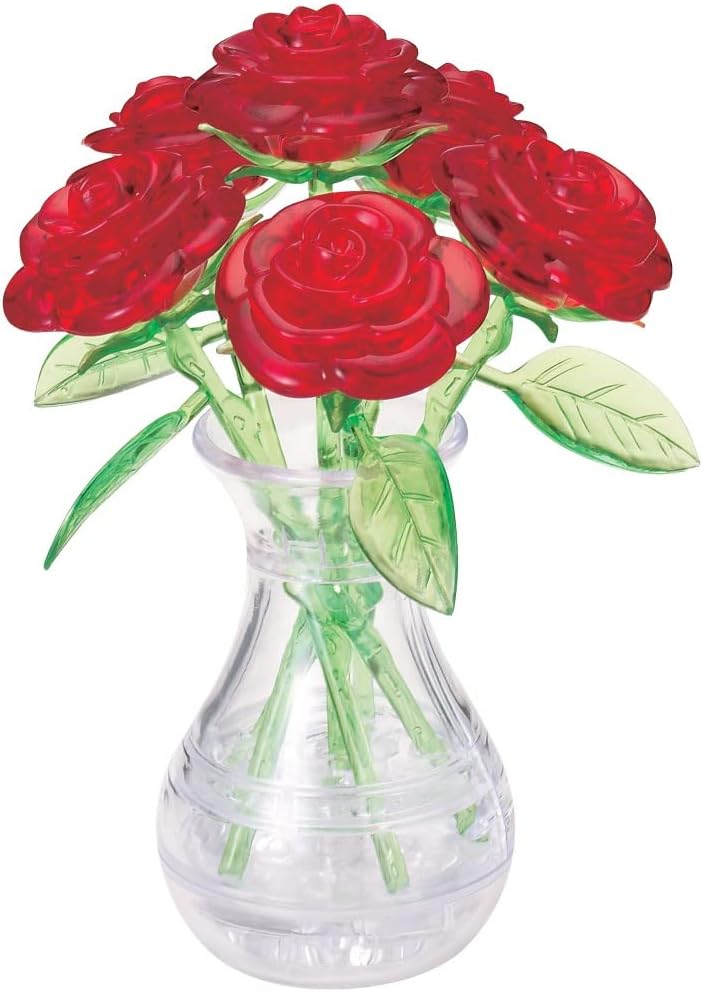 BePuzzled Original 3D Crystal Jigsaw Puzzle Red Roses in