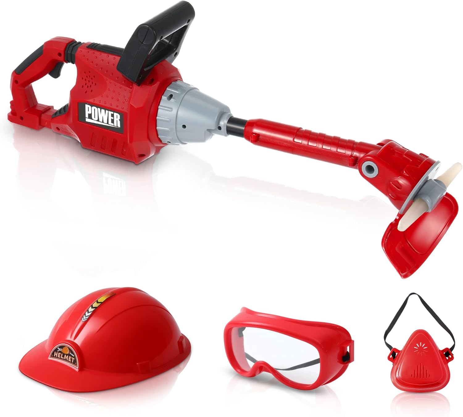 4 Pcs Toy Weed Trimmer Set for Kids with Masks Toy Helmet and Earmuffs Gardening Tool Gardening Equipment Battery Pretend Set Christmas Birthday Gifts for Boys and Girls