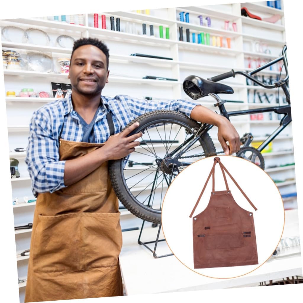 Didiseaon Woodworking Apron Heavy-duty Waxed Canvas Tool Apron with Multi Pockets for Men and Women for Garden Cooking and Mechanic Use