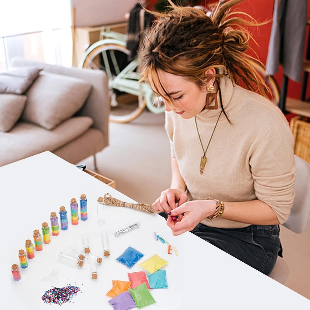 WEBEEDY 10 Kit De Bouteilles De Sable Colorées à Faire Soi-Même, Kit D'Activités Artistiques Arc-en-Ciel, Créez Votre Propre Kit D'Artisanat De Sable Pour Les Arts, La Décoration, Les Mariages