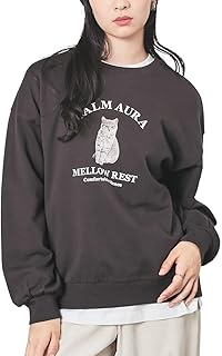 [ハニーズ] スウェット 長袖 ゆったり フォトプリント 裏毛 綿 クルーネック レディース アニマルゆるトレーナー 5870119712