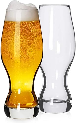 LUXU Vasos de pinta con portavasos de silicona vaso de cerveza británica de 20 onzas vasos de cerveza clásicos artesanales juego de 2 vasos de