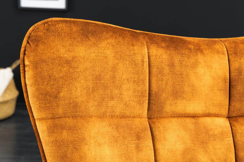 Riess Ambiente Moderner Sessel Scandinavia senfgelb Samt Schwarze Metallbeine mit Armlehnen Ohrensessel Samtsessel Loungesessel TV-Sessel Wohnzimmersessel