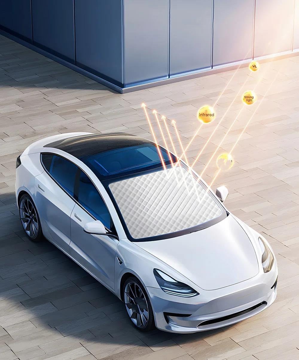 Parasol Coche Magnético Parasol Para Ventana Delantera De Coche Protección Para Visera Para Tesla Para Model Y 3(Aluminum foil)