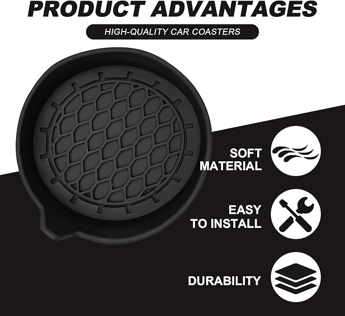 4 Portavasos Universales de Silicona Negra para Auto miniatura 5