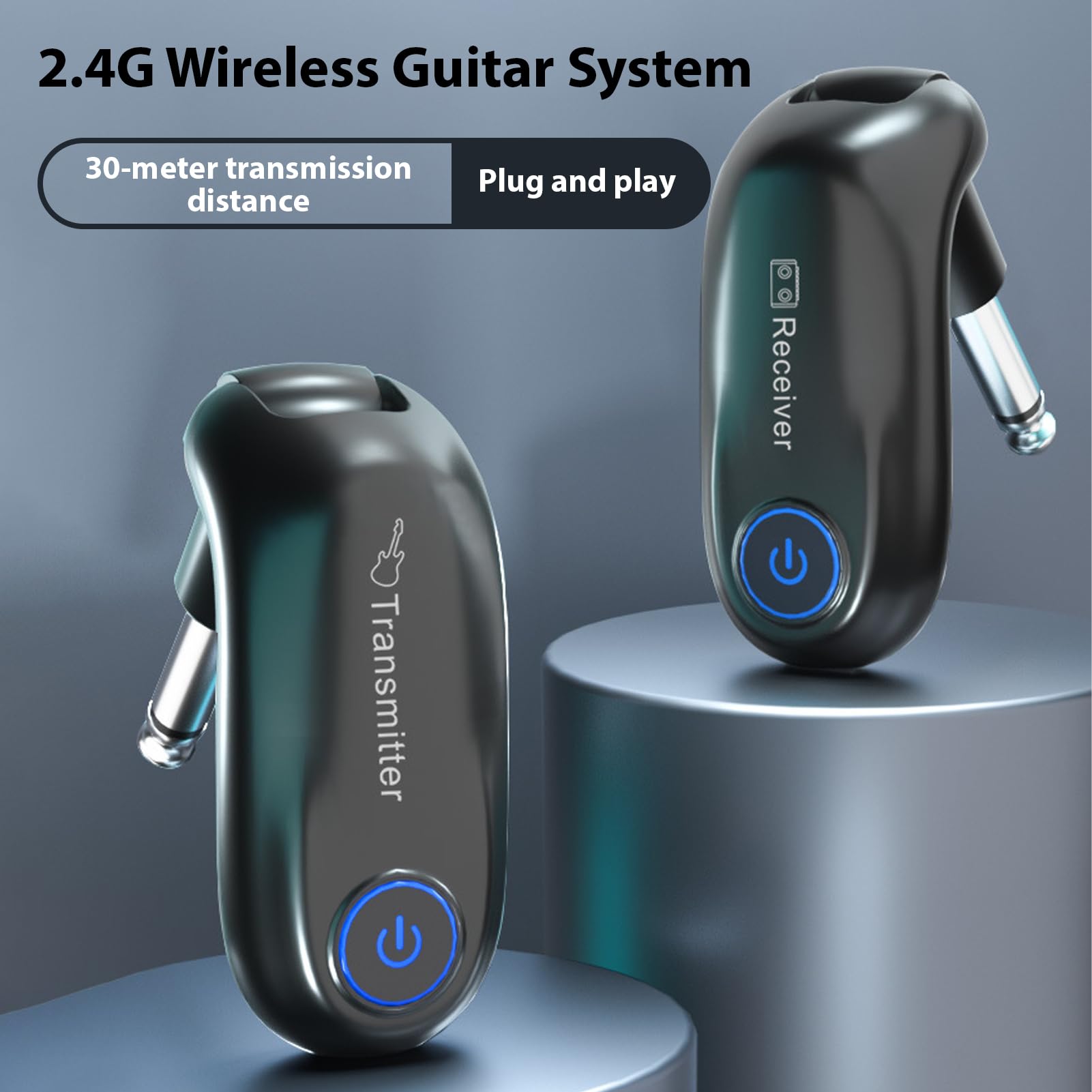 Akumulatorowy system gitarowy HaloVerde z próbkowaniem dźwięku 48 kHz, odległością 98 stóp / 30 m i konfiguracją Plug and Play dla gitary elektrycznej, basu i występów na żywo (Czarny)