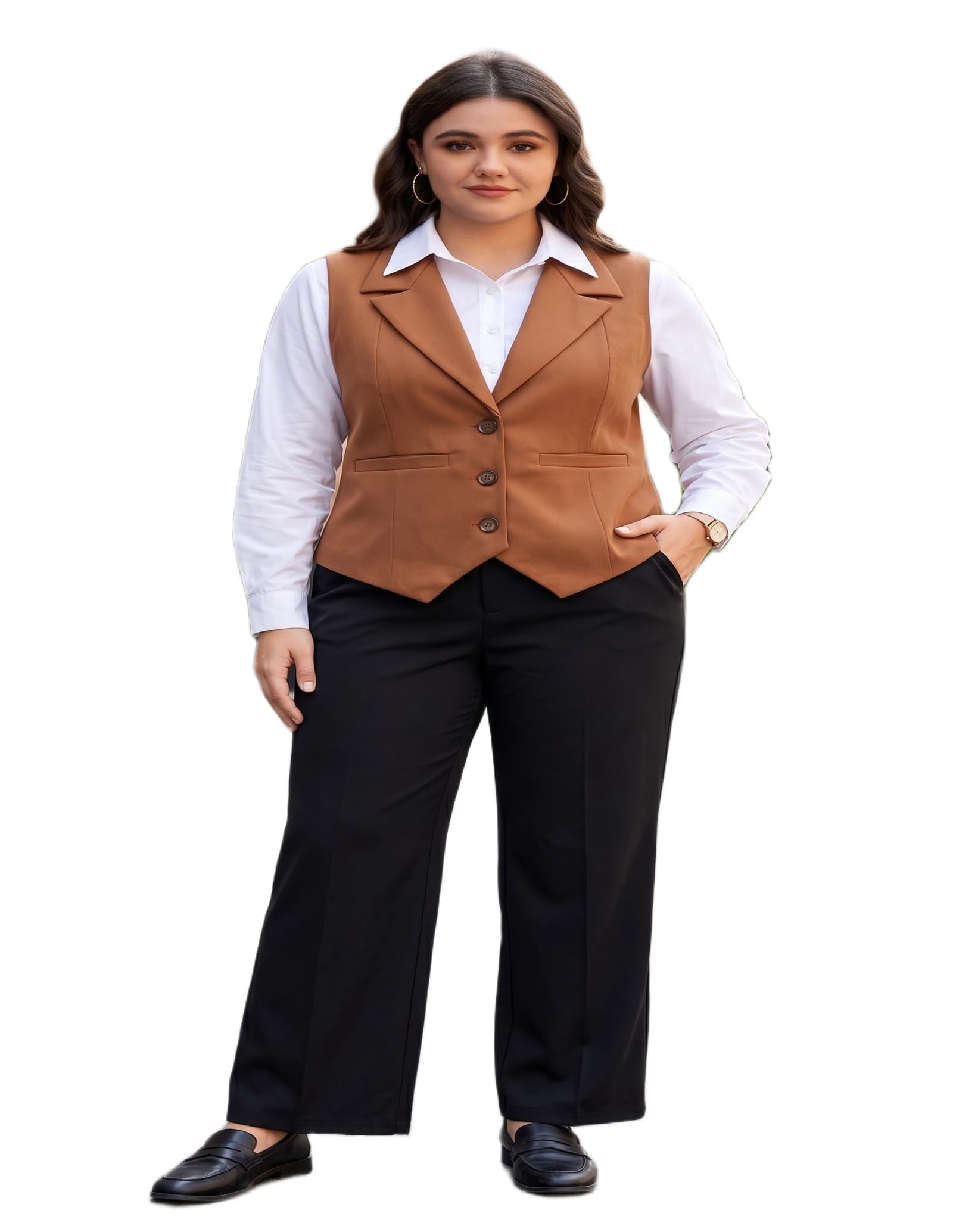 perfect productions Women's Elegant Rust Sleeveless Blazer Waistcoat for Women-picture-25