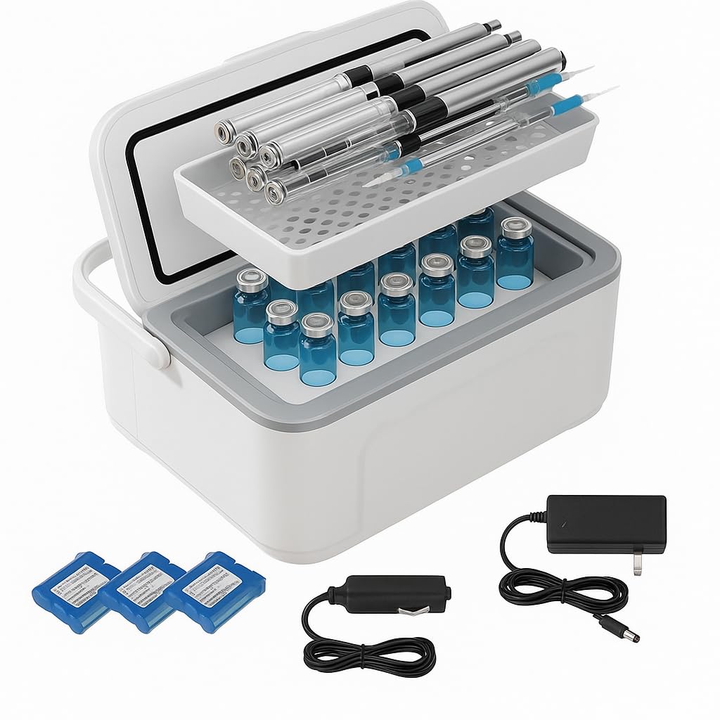 Glacière Médicale Réfrigérateur Médicaments Portable Réfrigérateur à Insuline avec Trois Batteries