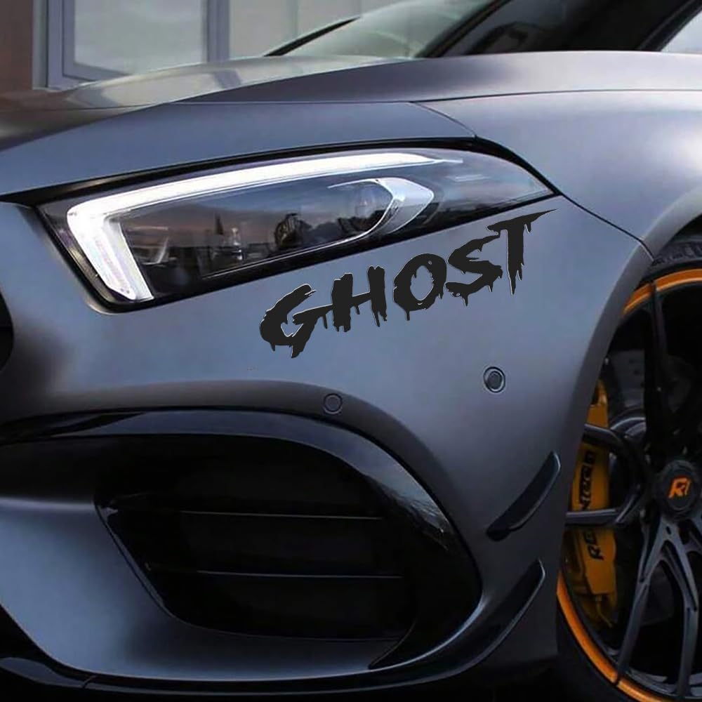 4PCS Ghost Cool Gothic Style Sticker Personality Car Window Bumper Windshield Motorcycle Body Helmet Decorative Decal Laptop Door Waterproof Stickers (Black)