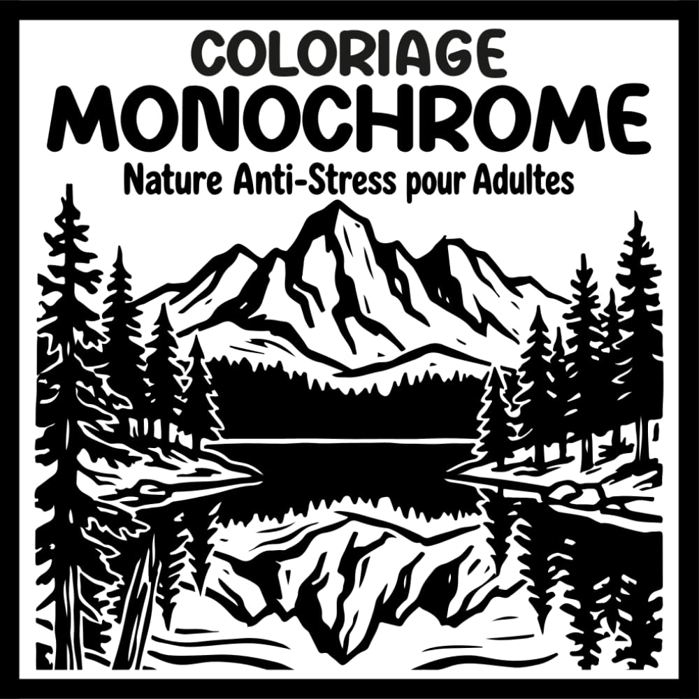 Coloriage Monochrome - Nature Anti-Stress pour Adultes: Livre de coloriage relaxant avec 50 scènes apaisantes de paysages, fleurs, plantes, jardins et bien plus encore à colorier en une seule couleur