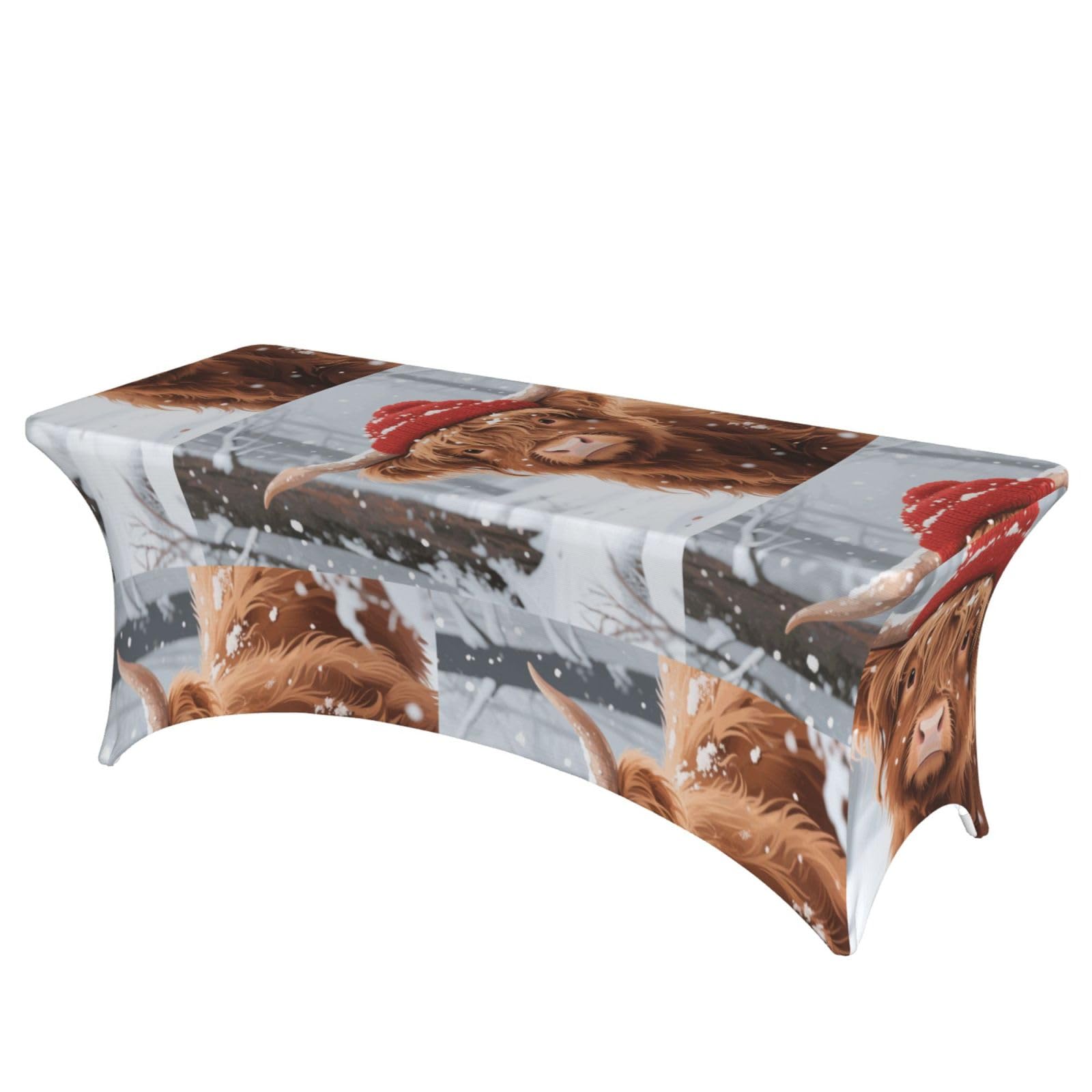 LMNGH Cow Decorative Tablecloth Protector for Wedding, Banquet & Parties6FT Spandex Rectangle Tablecloths, Stretch Washable Table Cloth Wrinkle Free Patio Table Cover